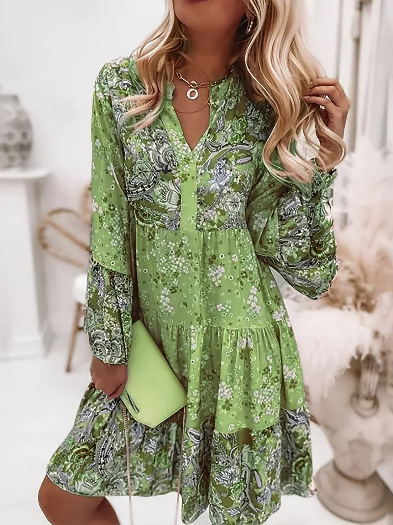 Gabriella | Elegant Boho Kjole med Blomsterprint