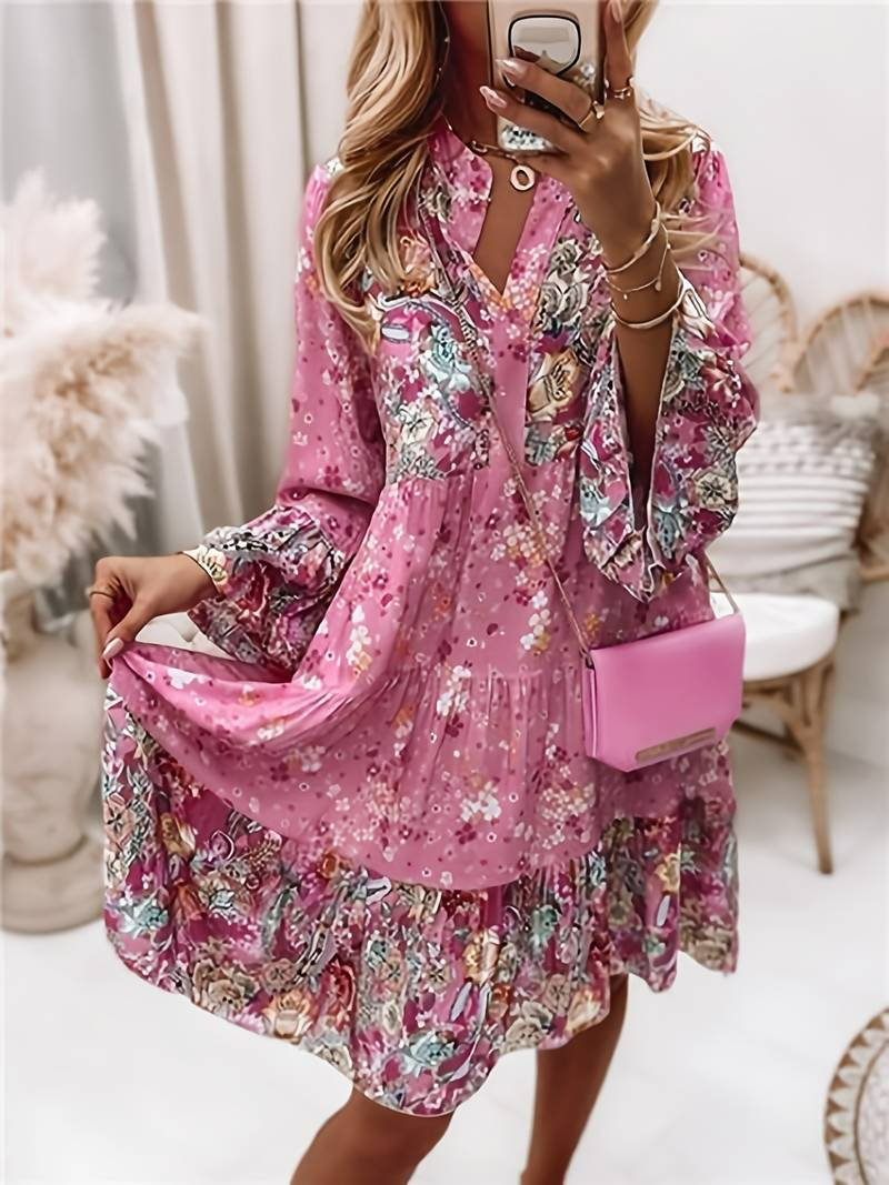 Gabriella | Elegant Boho Kjole med Blomsterprint