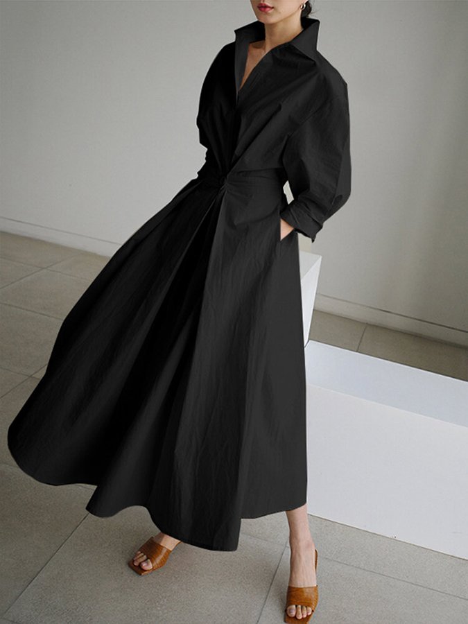 Caro | Elegant Skjortekjole med Knapper