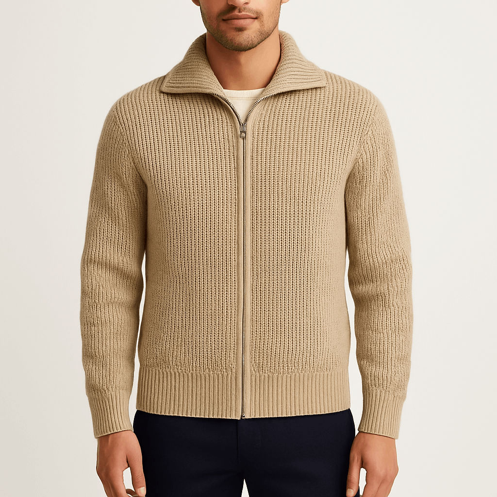 Casper | Strikket cardigan med lynlås til mænd
