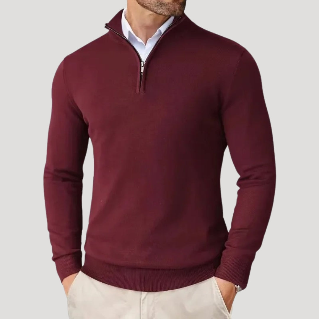 Christian | Strik sweater med halv lynlås til mænd