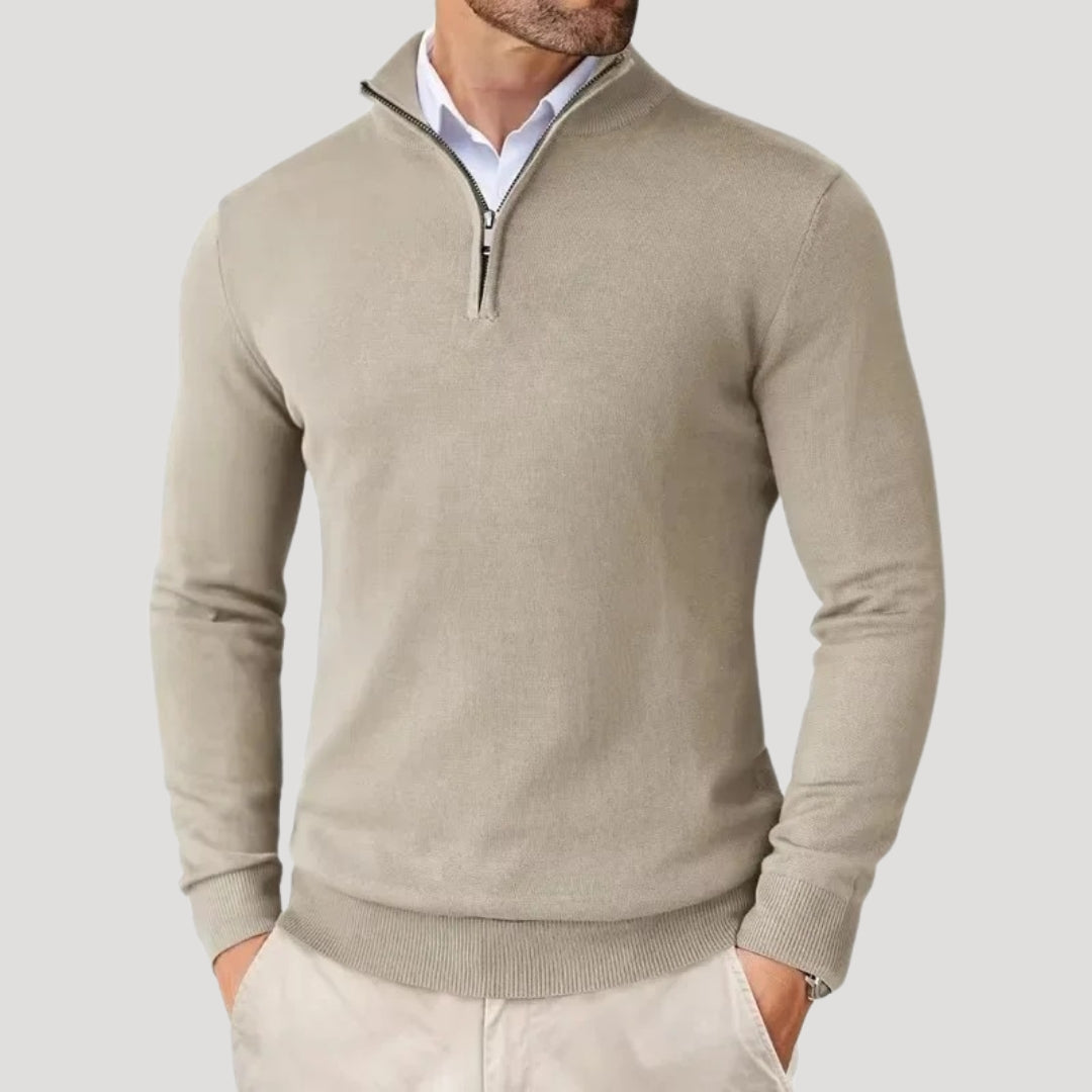Christian | Strik sweater med halv lynlås til mænd