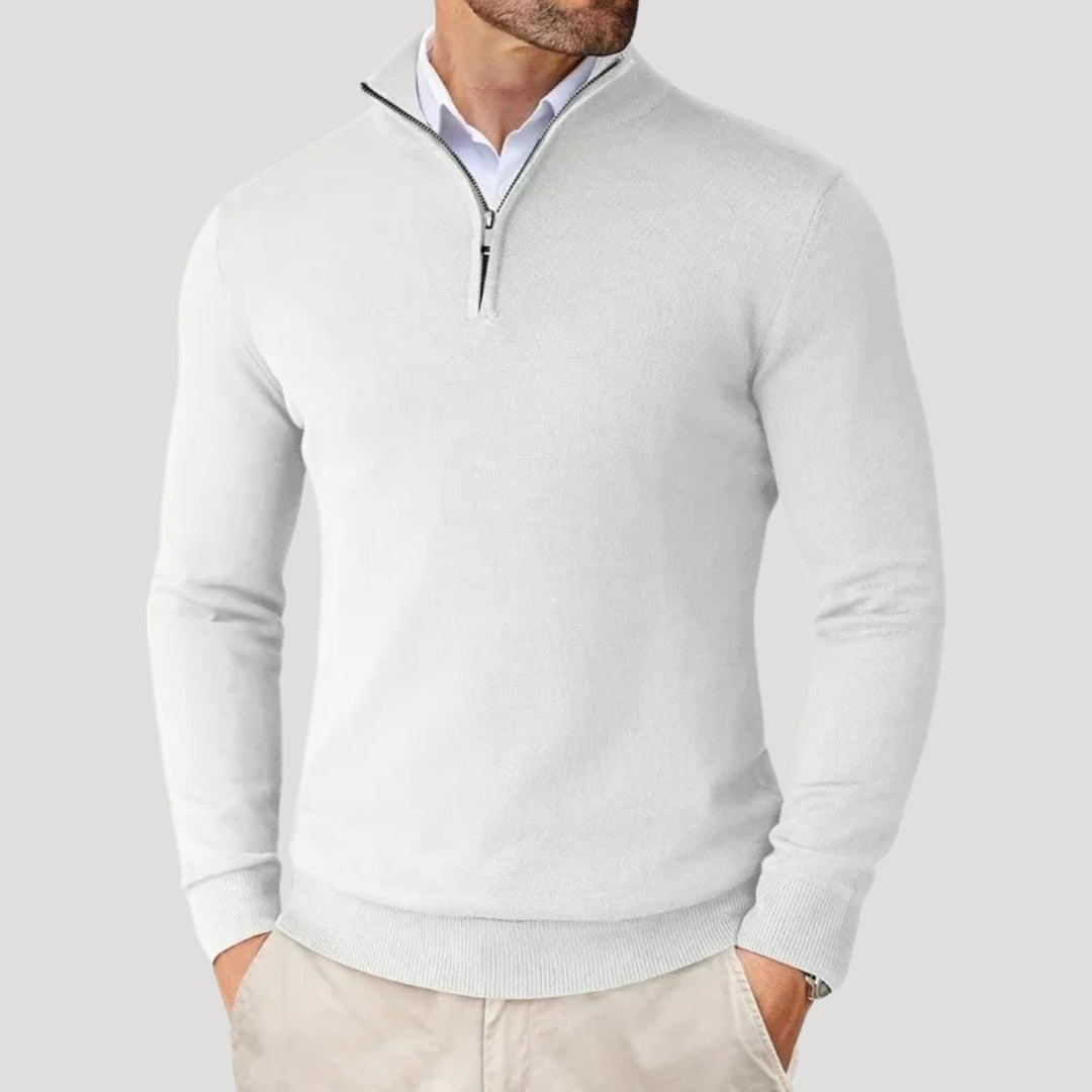 Christian | Strik sweater med halv lynlås til mænd