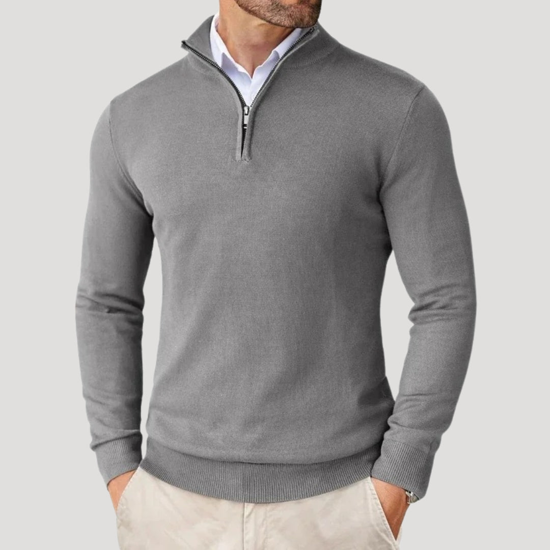 Christian | Strik sweater med halv lynlås til mænd