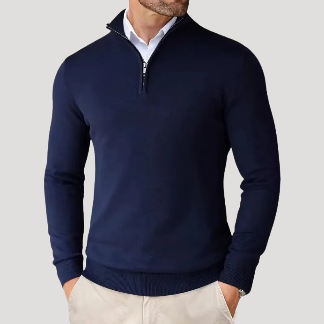 Christian | Strik sweater med halv lynlås til mænd