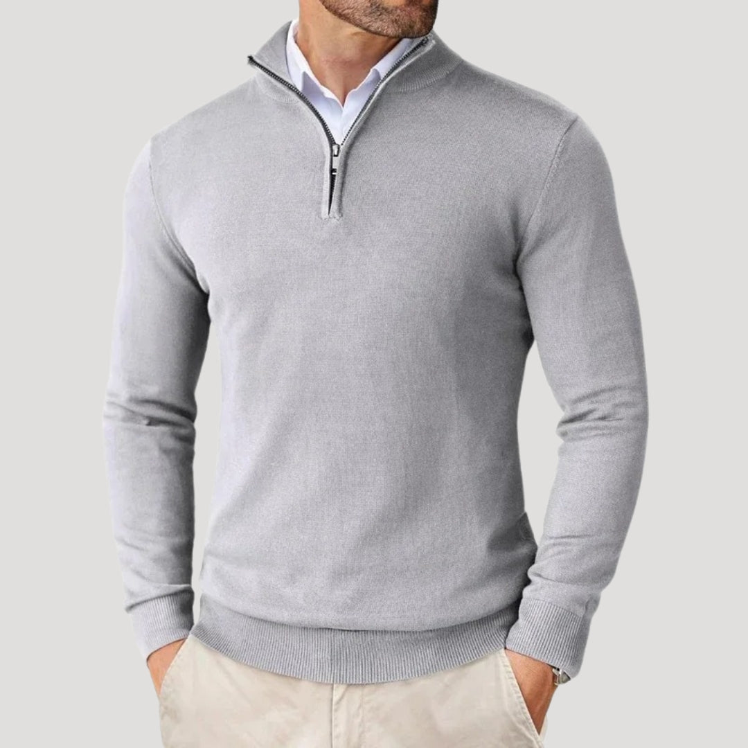 Christian | Strik sweater med halv lynlås til mænd