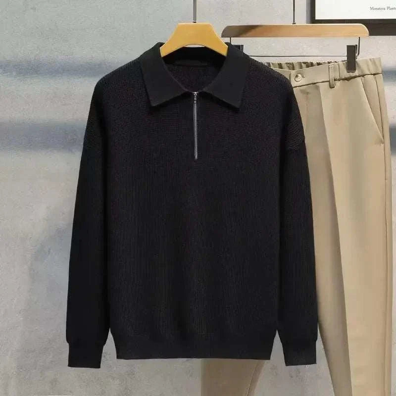 Lasse | Strik sweater med halv lynlås til mænd
