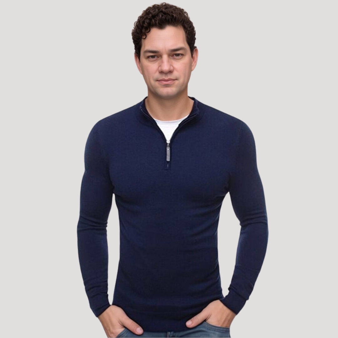 Jesper | Letvægts sweater med halv lynlås til mænd