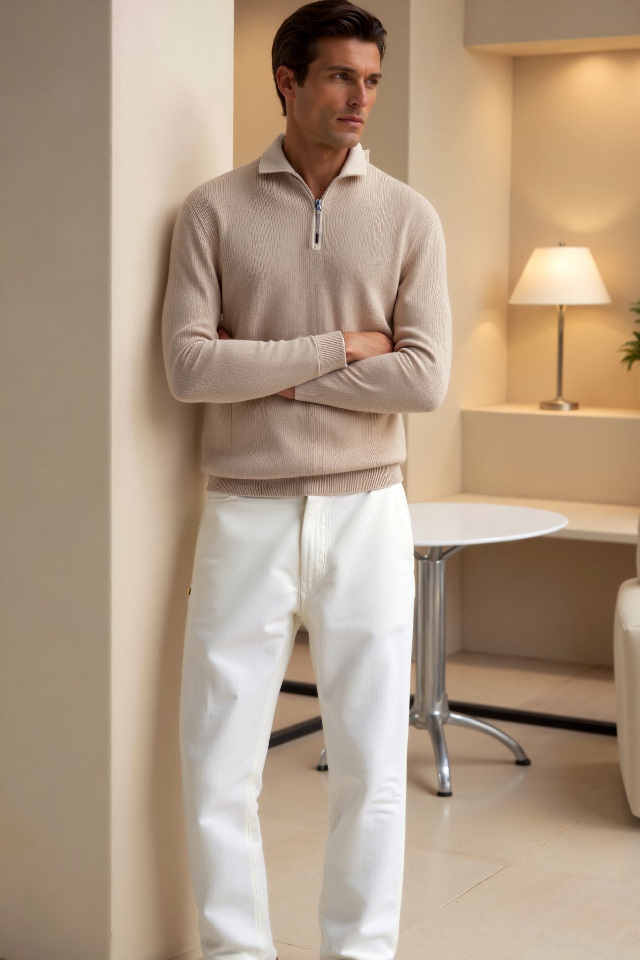 Oliver | Uld sweater med kvart lynlås til mænd