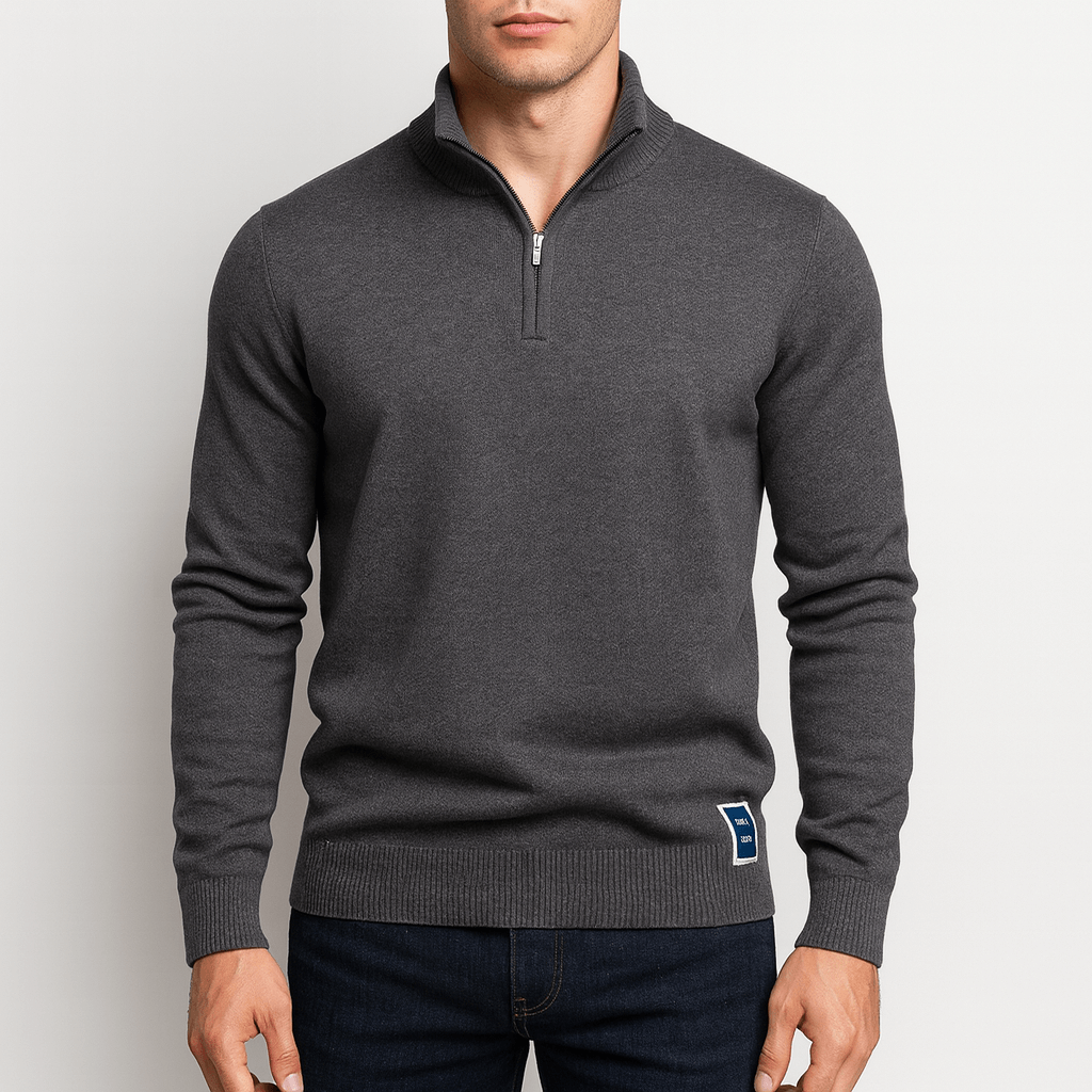 Magnus | Strik sweater med kvart lynlås til mænd