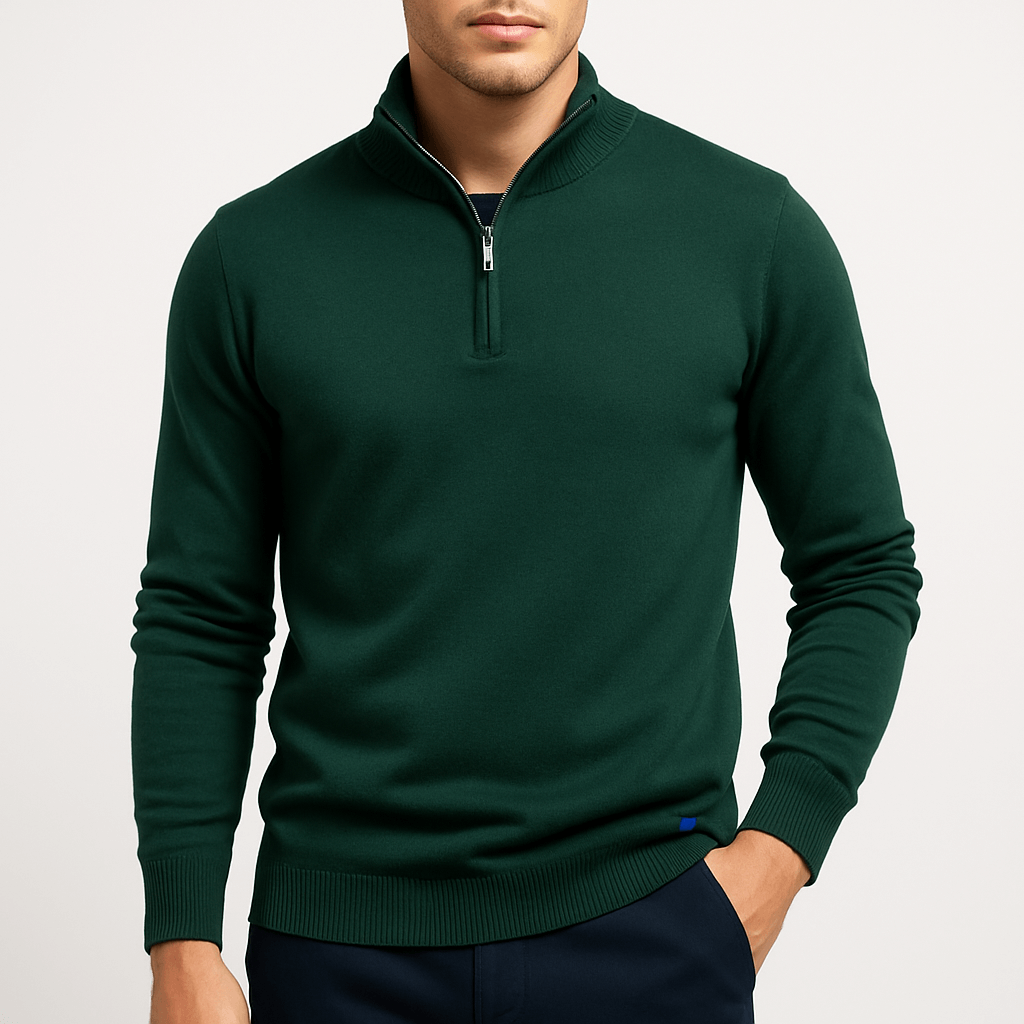 Magnus | Strik sweater med kvart lynlås til mænd
