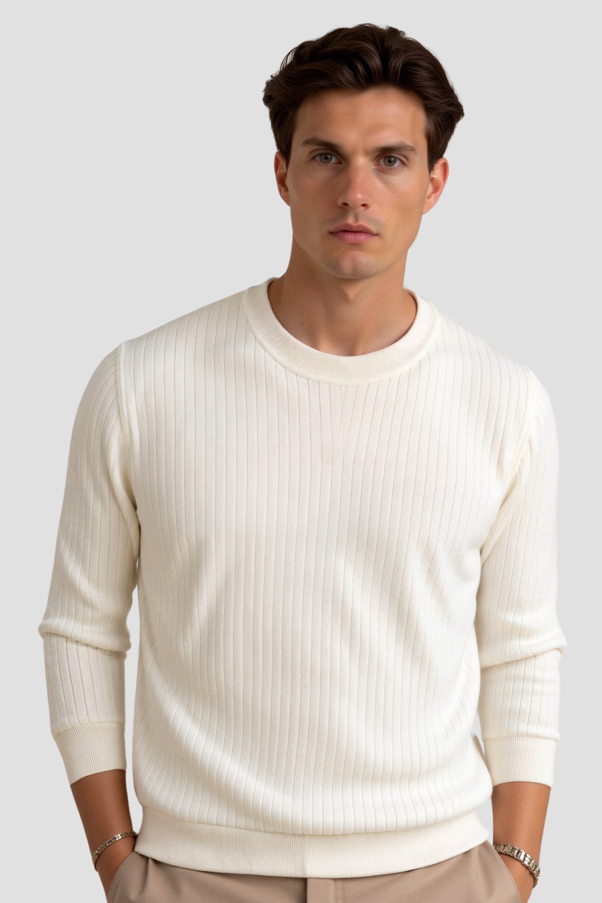 Martin | Ribstrikket sweater med lange ærmer til mænd