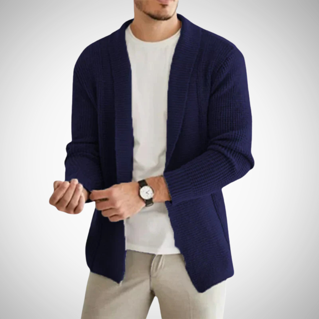 Andreas | Cardigan med lynlås i strikdesign til mænd