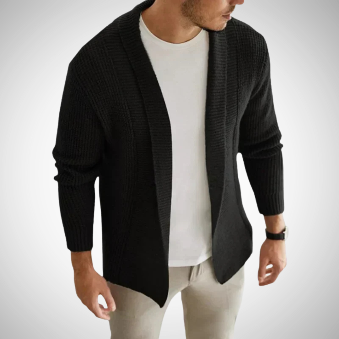 Andreas | Cardigan med lynlås i strikdesign til mænd