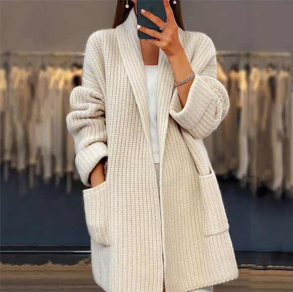 Helene | Elegant Lang Cardigan med Lommer