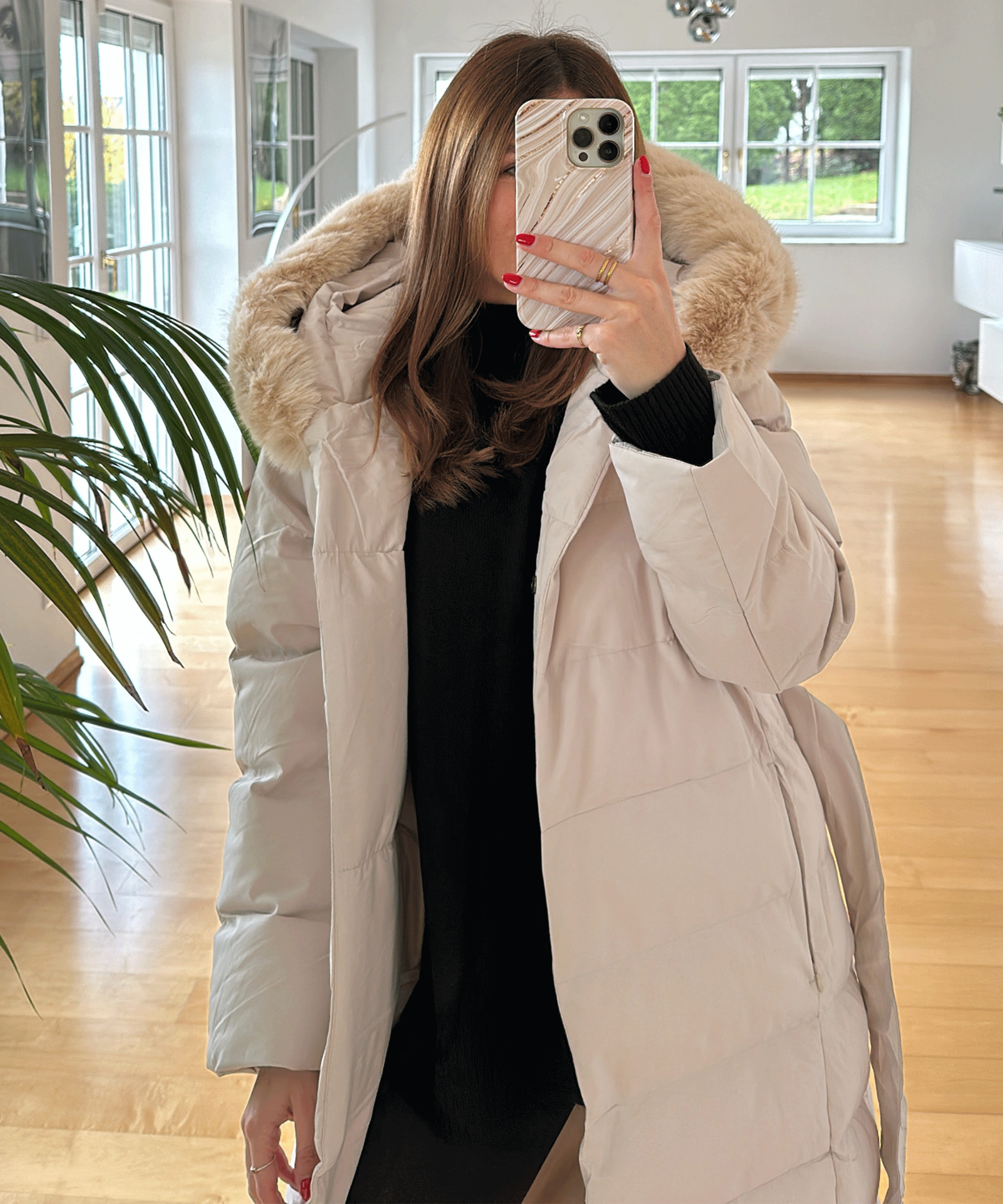 Merle | Beige Parka til Vinterbrug