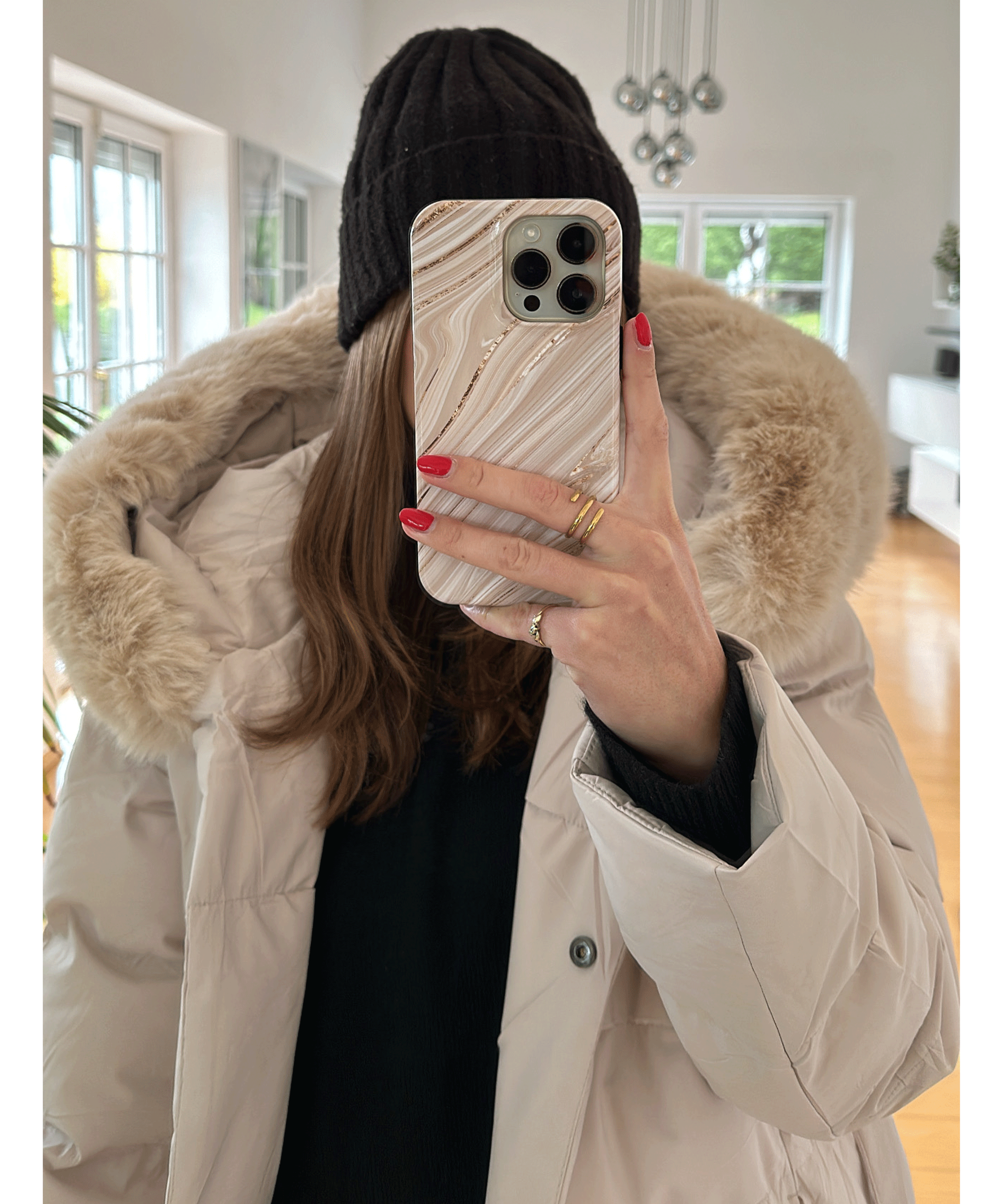 Merle | Beige Parka til Vinterbrug