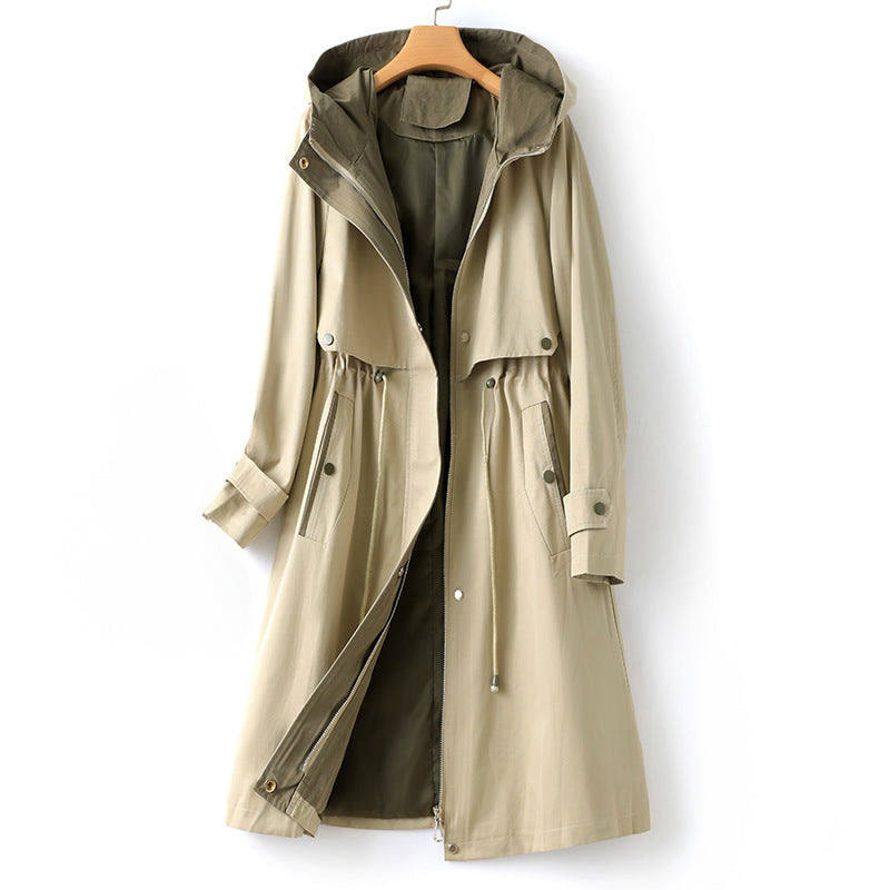 Freja | Dame Trenchcoat med Hætte til Vinter