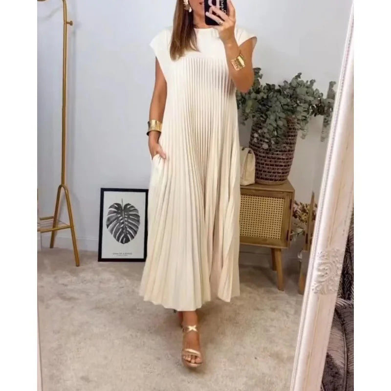 Tamara | Elegant Plisseret Maxikjole til Fest