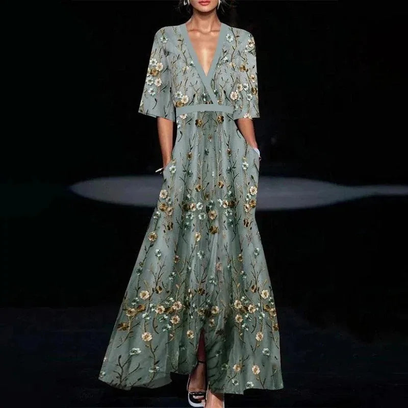 Sofia | Elegant Maxi Kjole med Blomsterprint