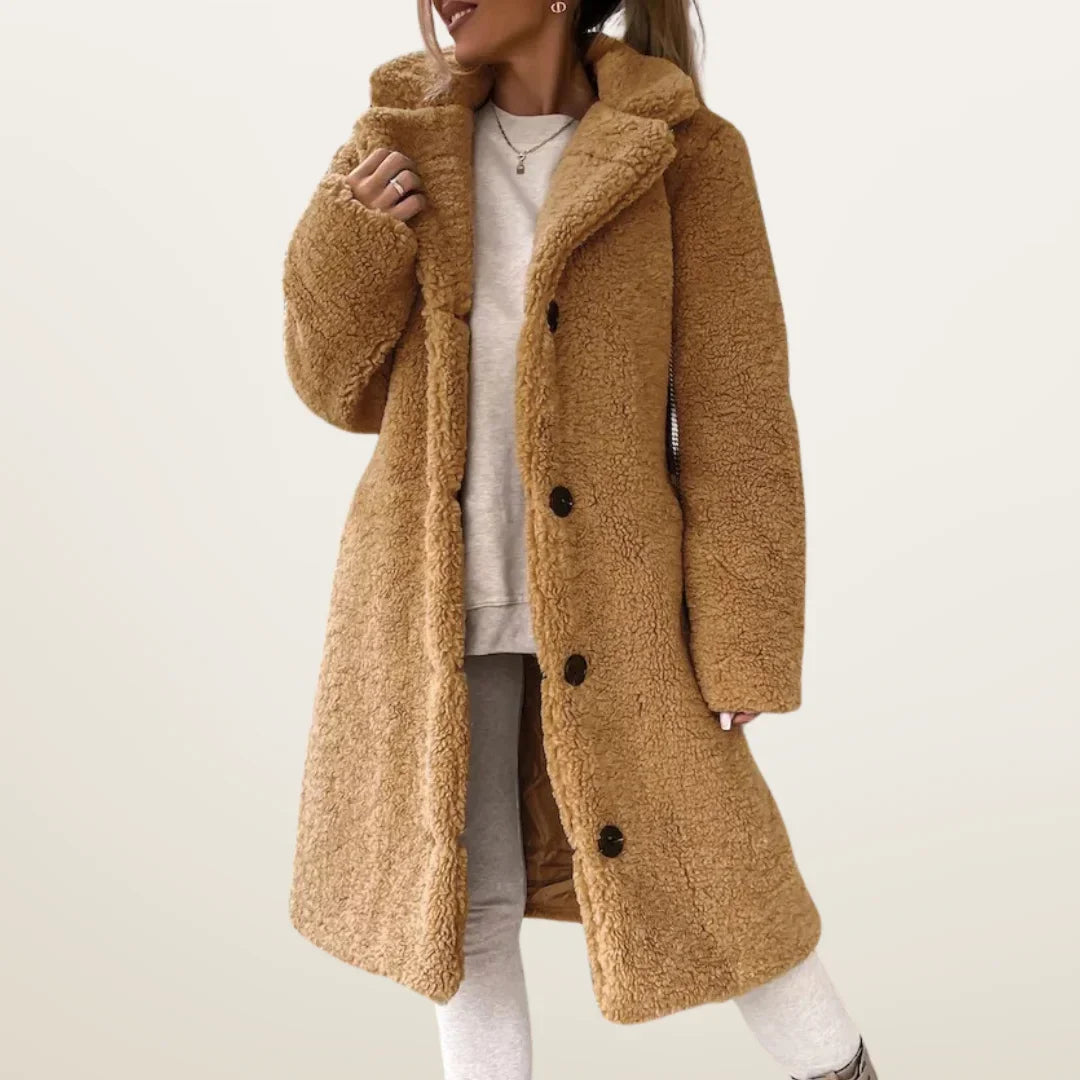 Emma | Lang Dame Teddyfrakke med Knapper