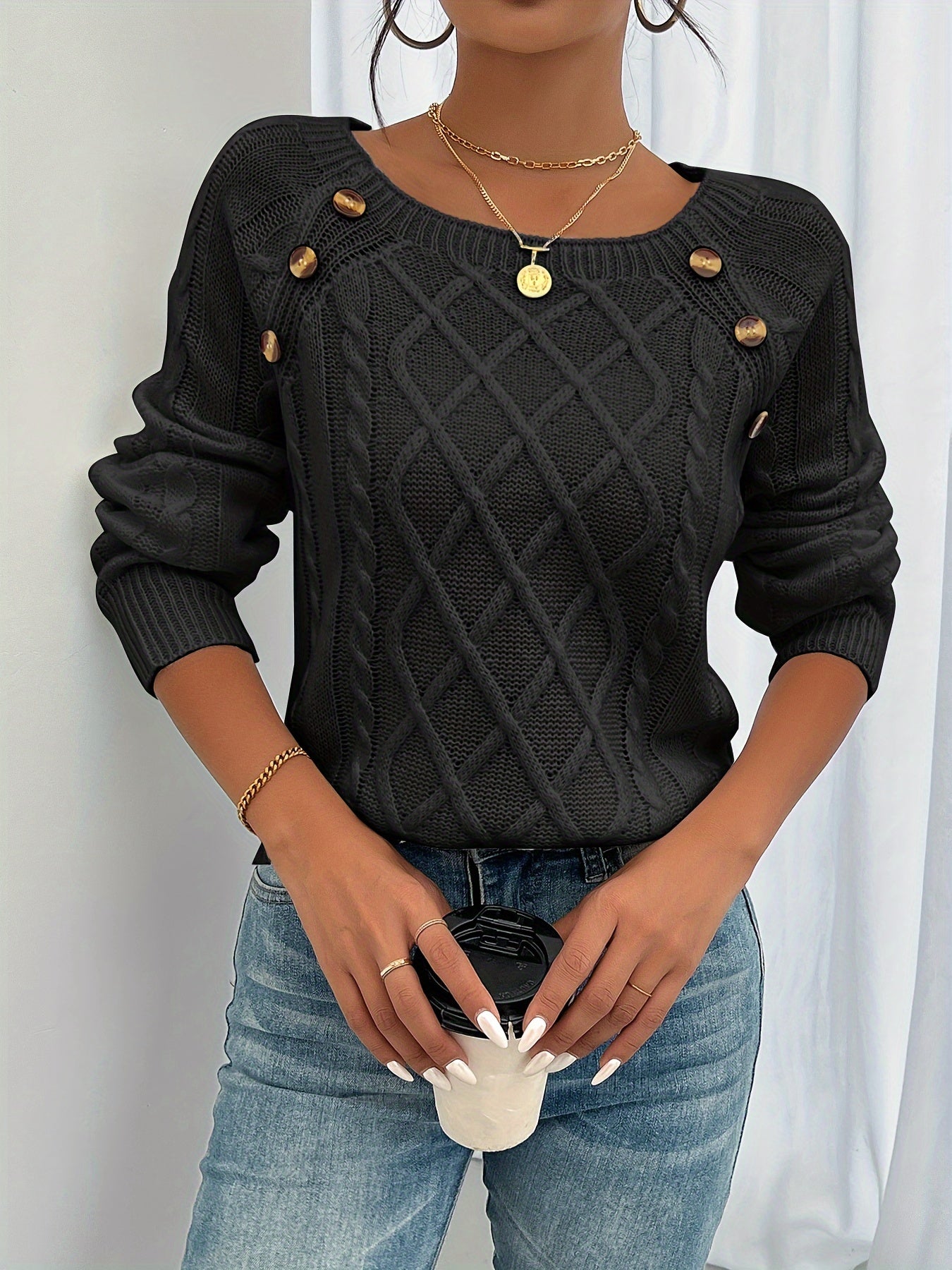 Dame Sweater i Blød Strik