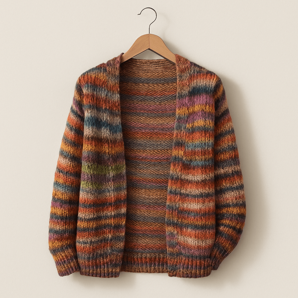 Frida | Stilfuld Kvinders Multifarvet Strikket Cardigan