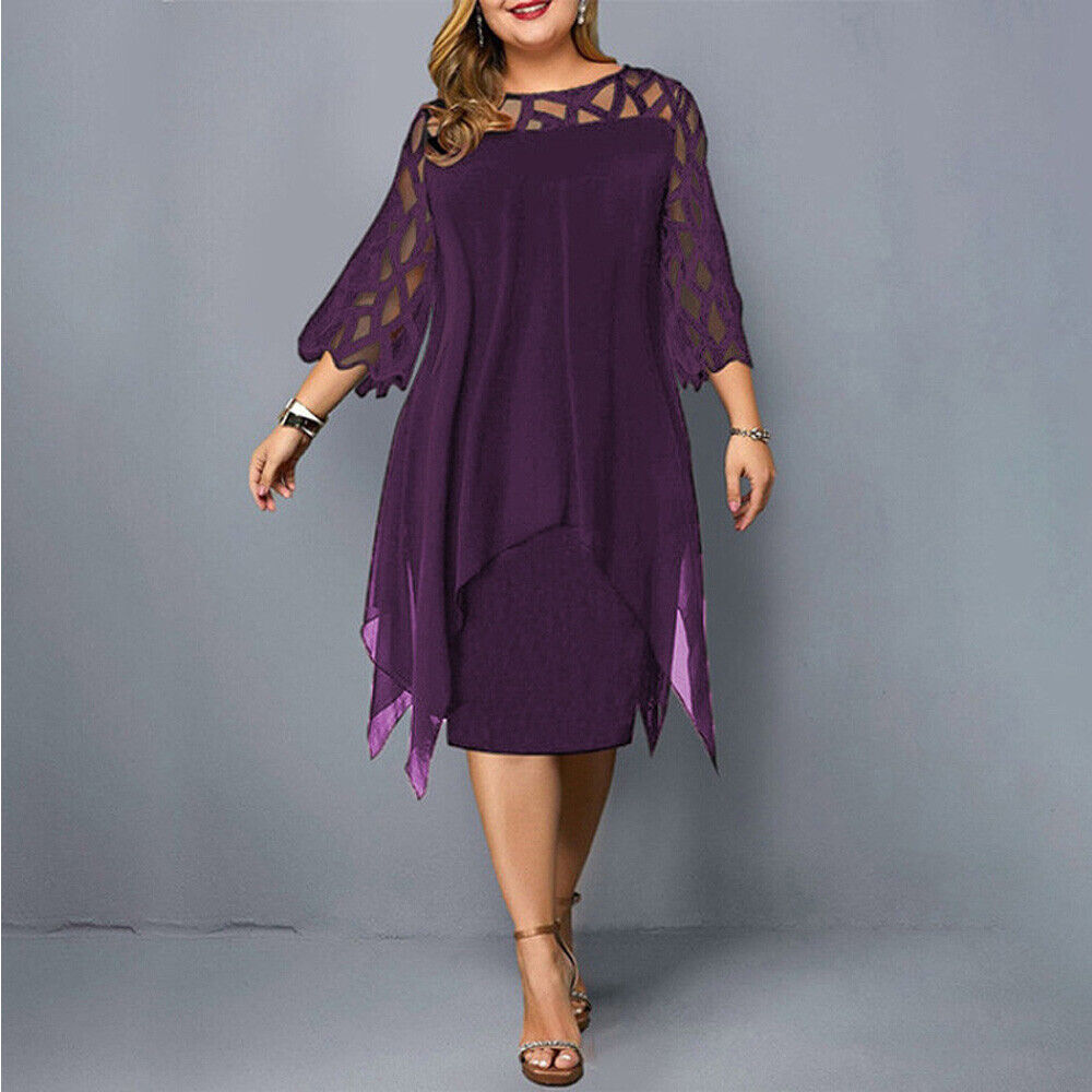 Elegant Midi Kjole til Kvinder Plus Size