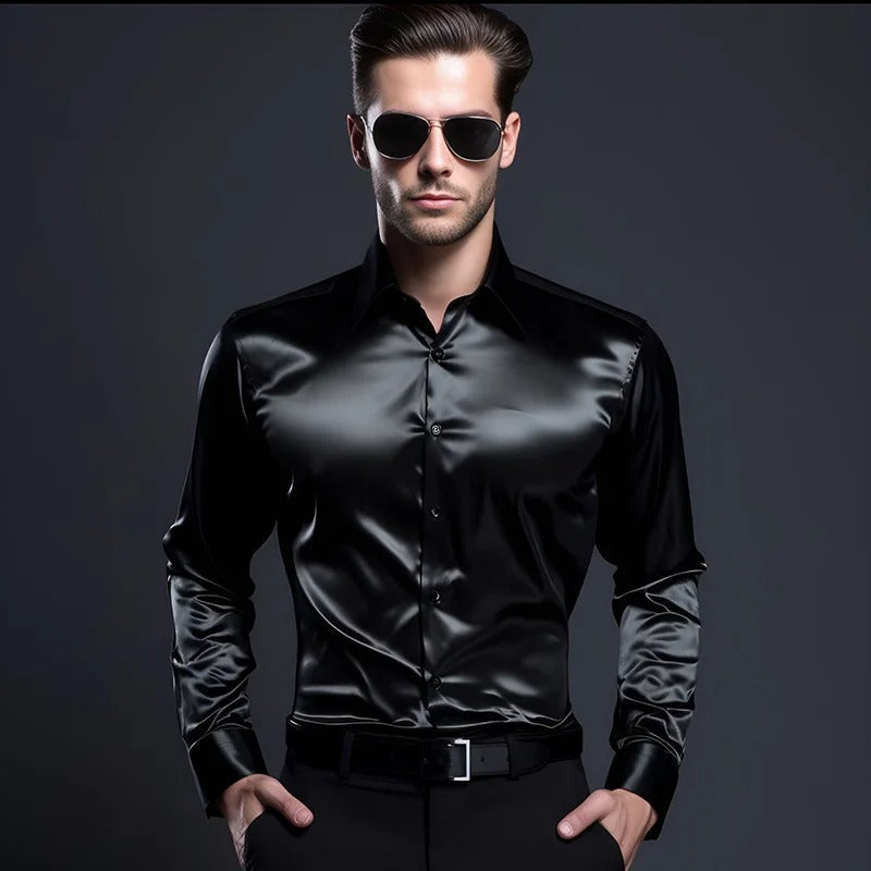 Lucas | Satin Skjorte til Elegant og Raffineret Look