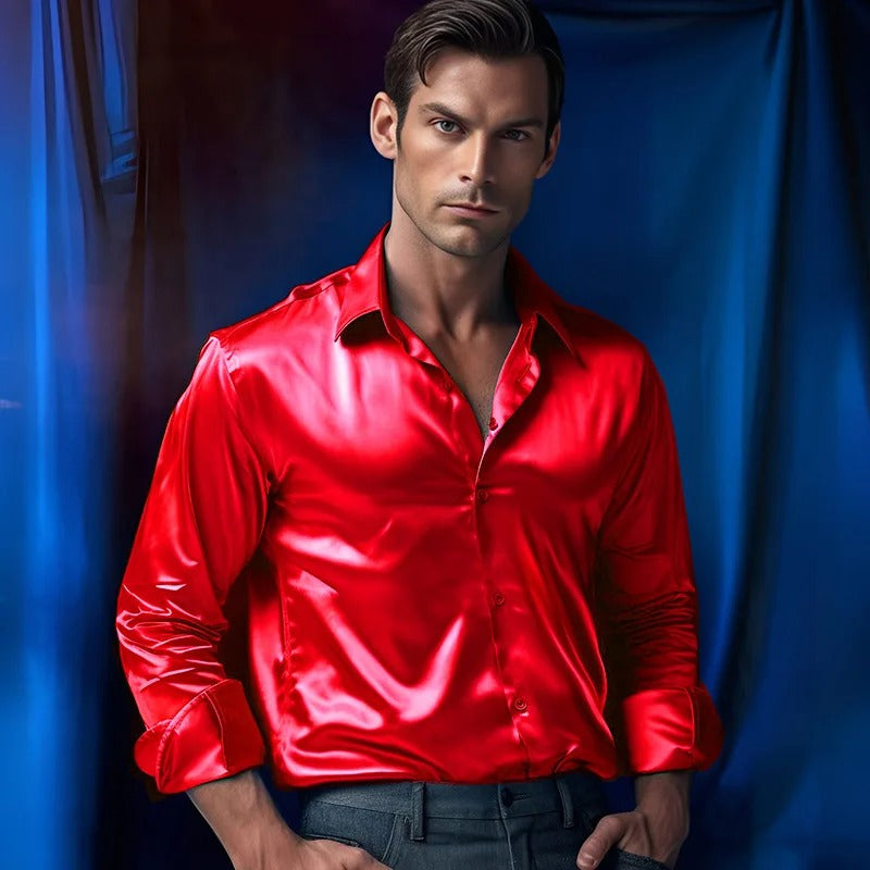 Lucas | Satin Skjorte til Elegant og Raffineret Look