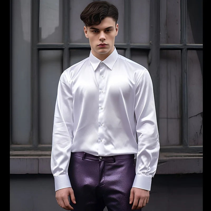 Lucas | Satin Skjorte til Elegant og Raffineret Look